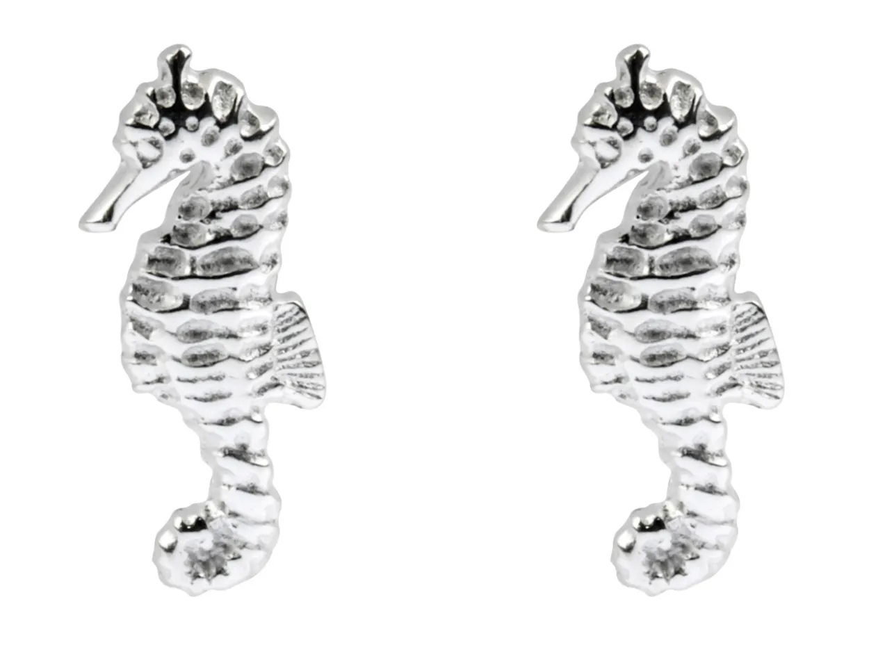Sterling Silver Seahorse Stud Earrings