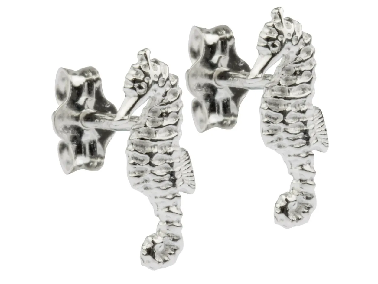 Sterling Silver Seahorse Stud Earrings