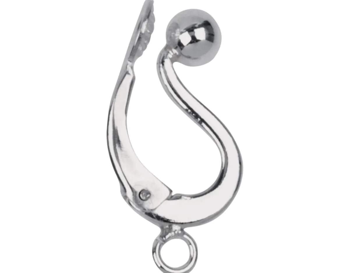 Sterling Silver S Ear Clip For Drops Pair, With 4mm Bead At Top Of Wire And Ring