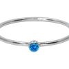 Sterling Silver September Birthstone Stacking Ring 2mm Aqua Blue Cubic Zirconia