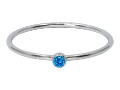 Sterling Silver September Birthstone Stacking Ring 2mm Aqua Blue Cubic Zirconia