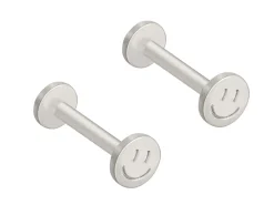 Sterling Silver Smiley Labret Stud Earrings
