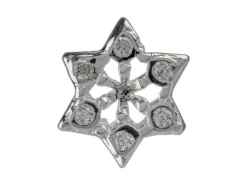 Sterling Silver Snowflake Charm Bead Set With Cubic Zirconia