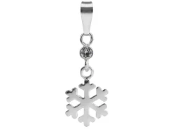 Sterling Silver Snowflake Design Drop Pendant Set With Cubic Zirconia