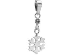 Sterling Silver Snowflake Design Drop Pendant Set With Cubic Zirconia