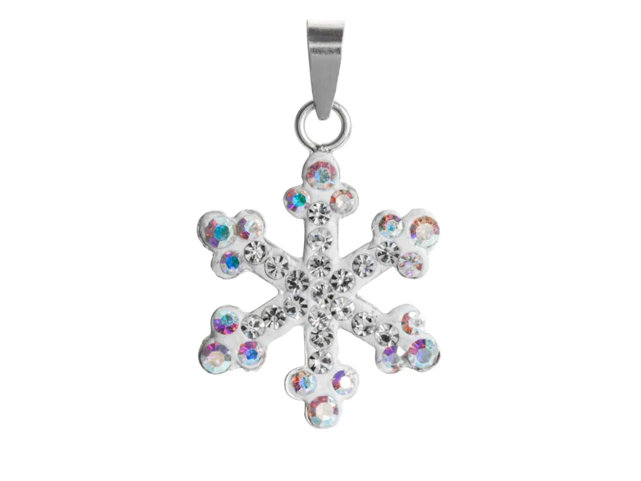 Sterling Silver Snowflake With Crystal Pendant