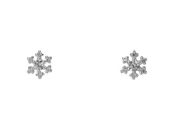 Sterling Silver Snowflake With Cubic Zirconia Design Stud Earrings
