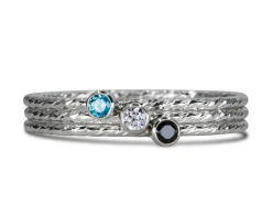 Sterling Silver Sparkle Stacking Ring 2mm White Cubic Zirconia