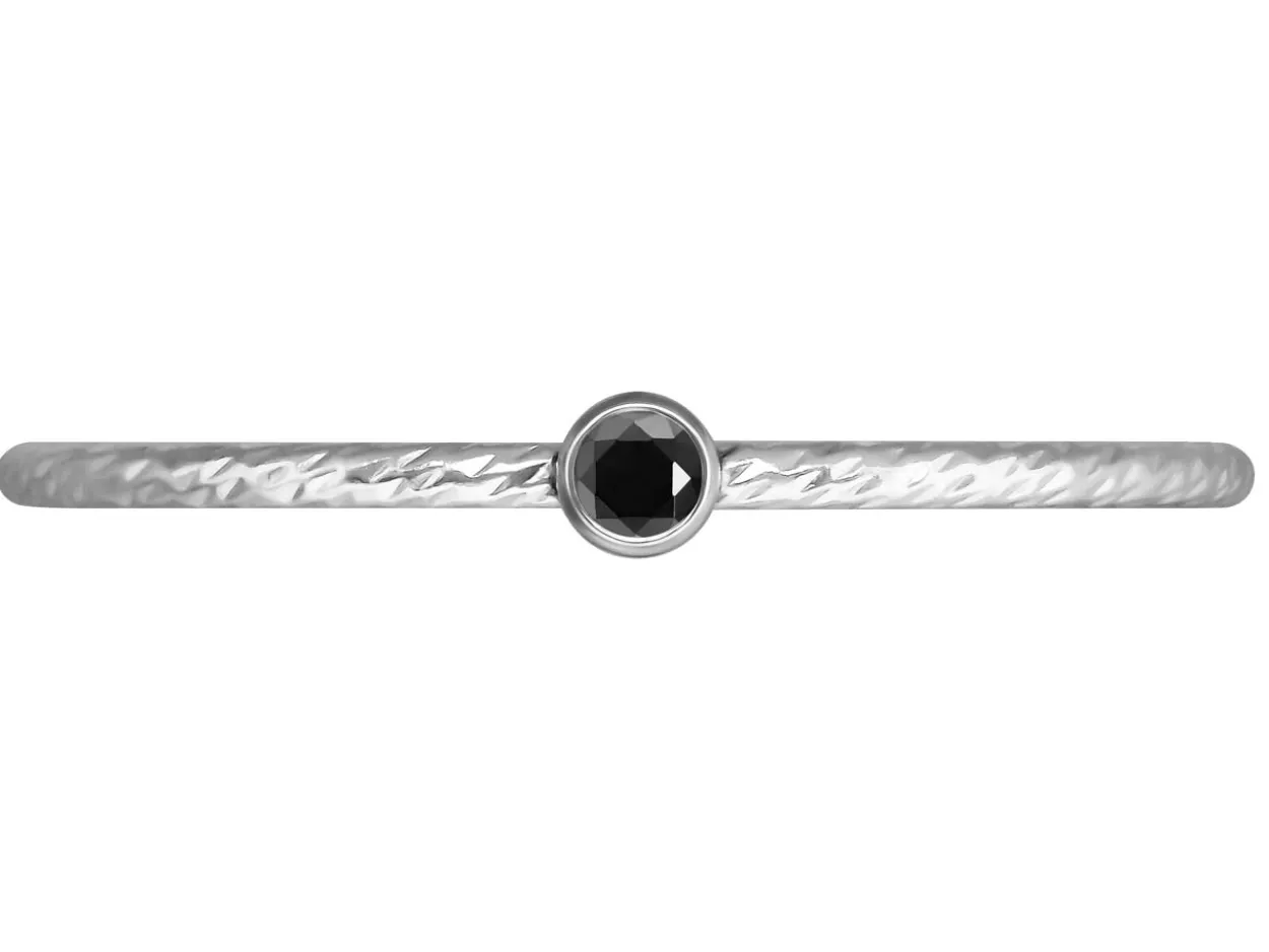 Sterling Silver Sparkle Stacking Ring 2mm Black Cubic Zirconia