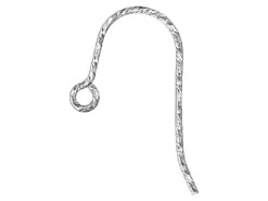 Sterling Silver Sparkle Twisted Hookwires With Loop 19x11mm Pack of 6