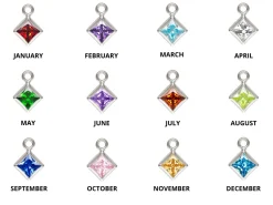 Sterling Silver Square Birthstone Cubic Zirconia Bezel Drop Connectors Set
