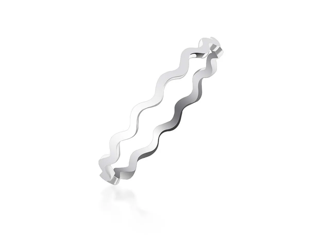 Sterling Silver Squiggle Wave Design Ring Size O