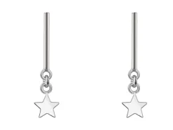 Sterling Silver Star Bar Drop Stud Earrings