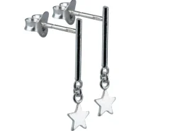 Sterling Silver Star Bar Drop Stud Earrings