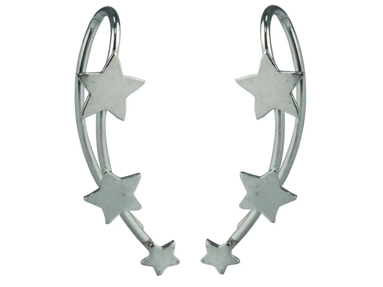 Sterling Silver Star Ear Climber Earrings
