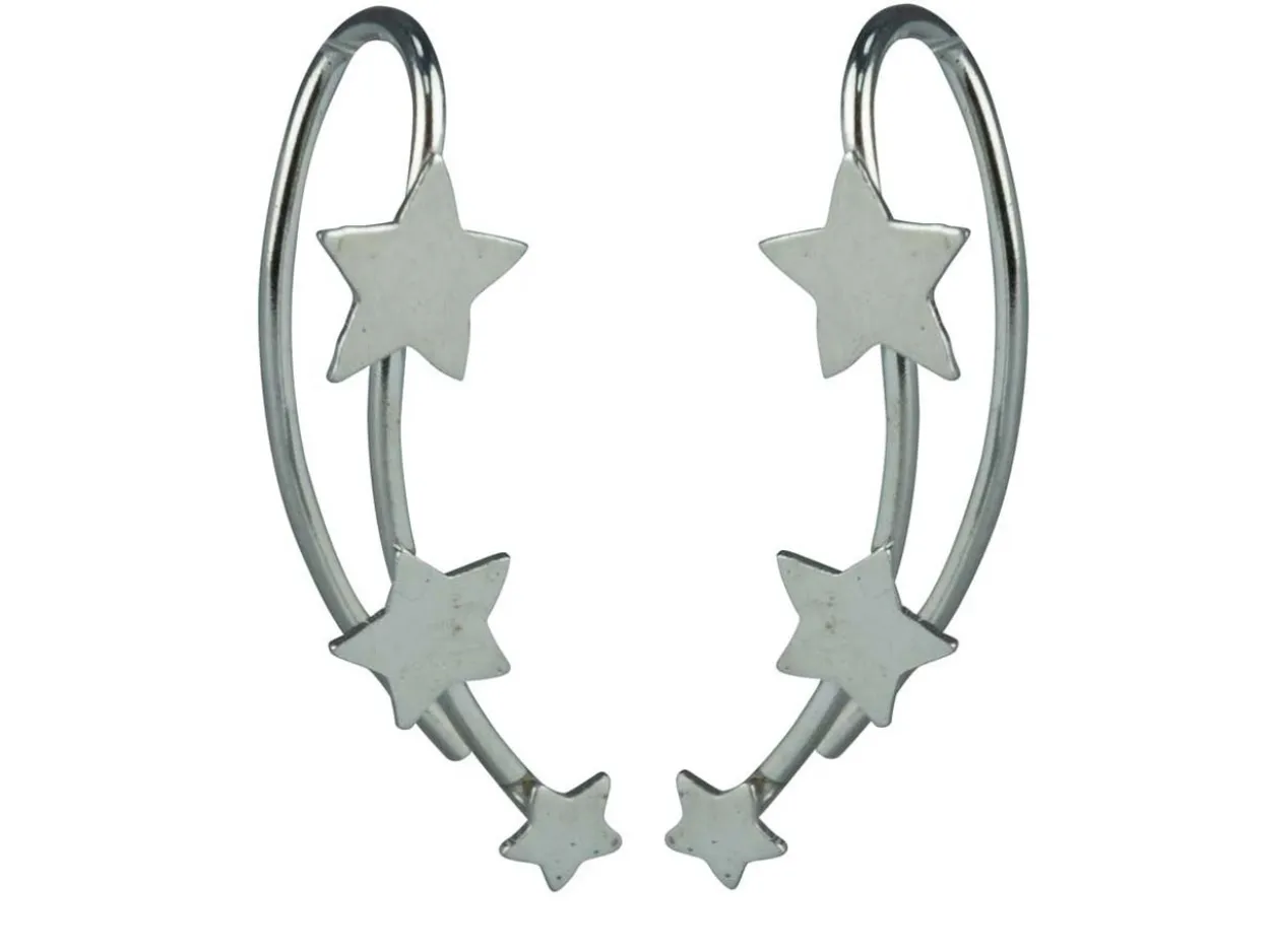Sterling Silver Star Ear Climber Earrings