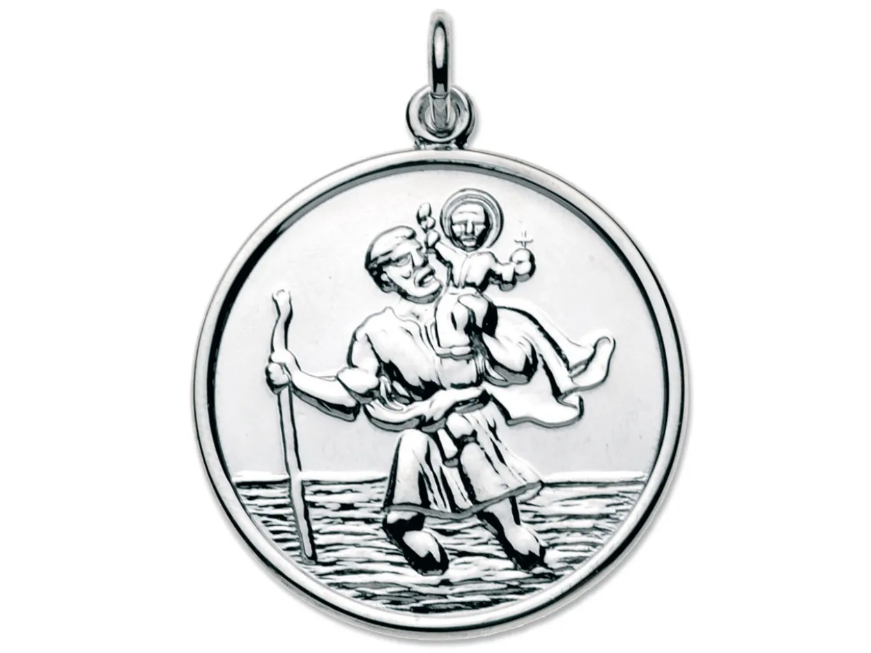 Sterling Silver St. Christopher, Large Round