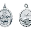 Sterling Silver St. Christopher, Oval, Reversible