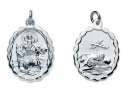 Sterling Silver St. Christopher, Oval, Reversible
