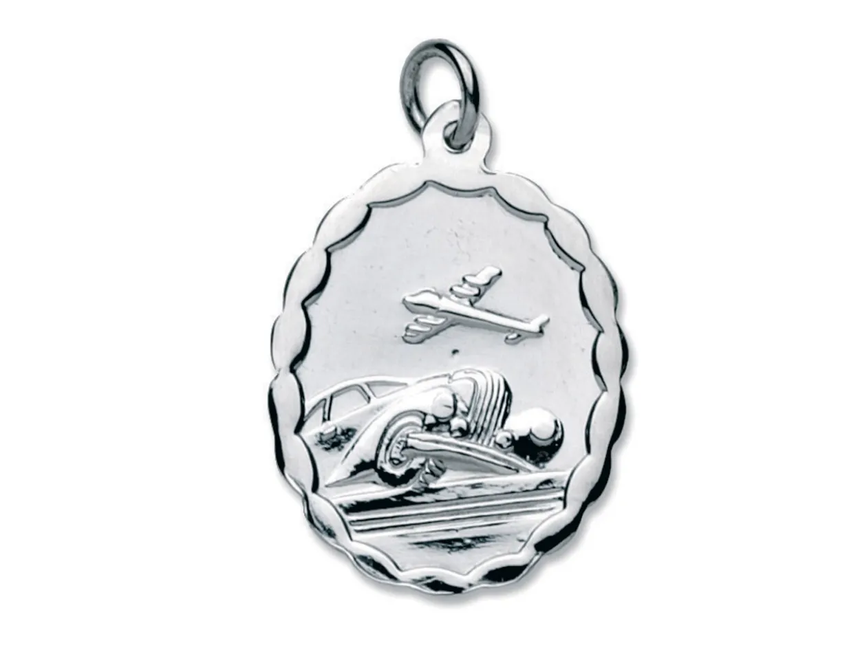 Sterling Silver St. Christopher, Oval, Reversible