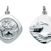 Sterling Silver St. Christopher, Large Square, Reversible, Double Sided