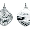 Sterling Silver St. Christopher, Medium Square, Reversible