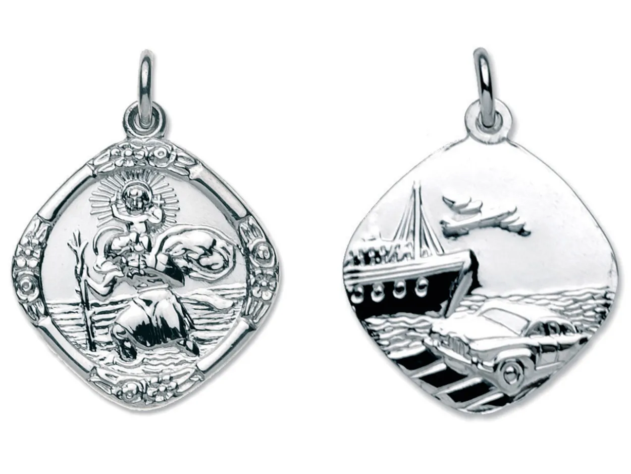 Sterling Silver St. Christopher, Medium Square, Reversible