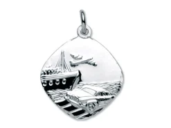 Sterling Silver St. Christopher, Medium Square, Reversible