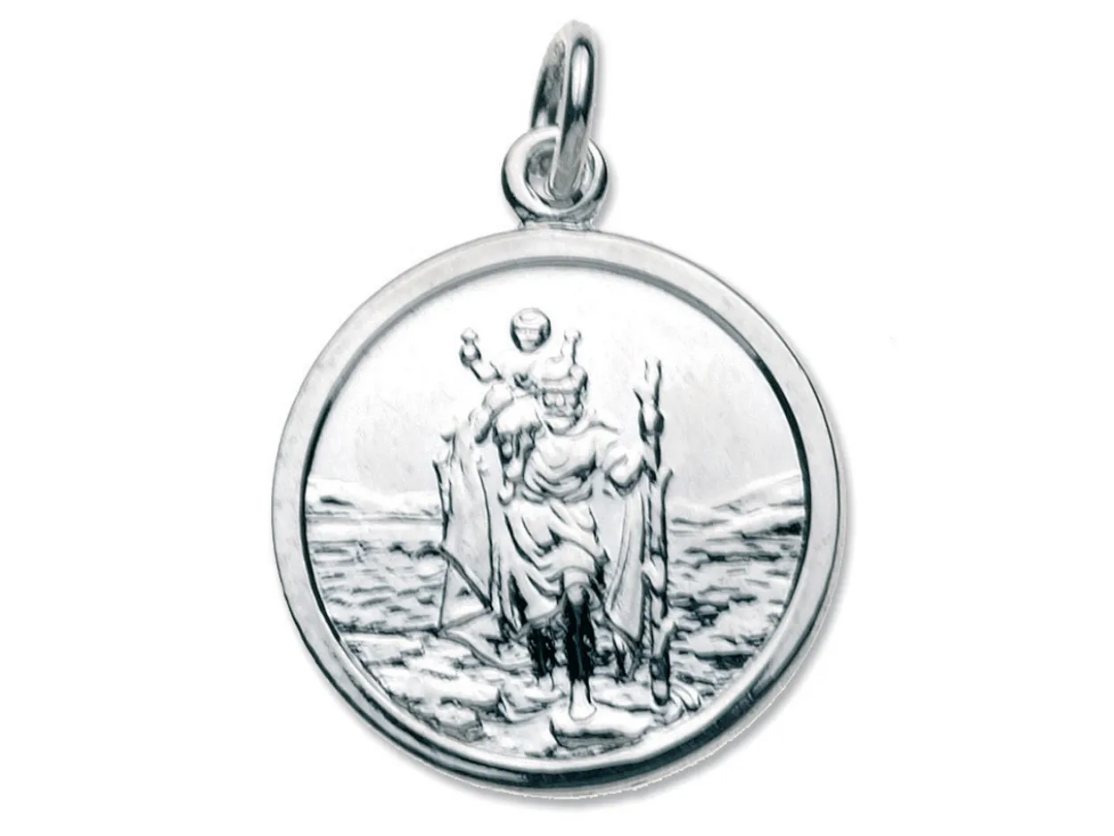 Sterling Silver St. Christopher, Medium Round