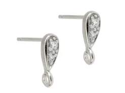 Sterling Silver Stone Set Ear Stud With Ring Pack of 2