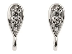 Sterling Silver Stone Set Ear Stud With Ring Pack of 2