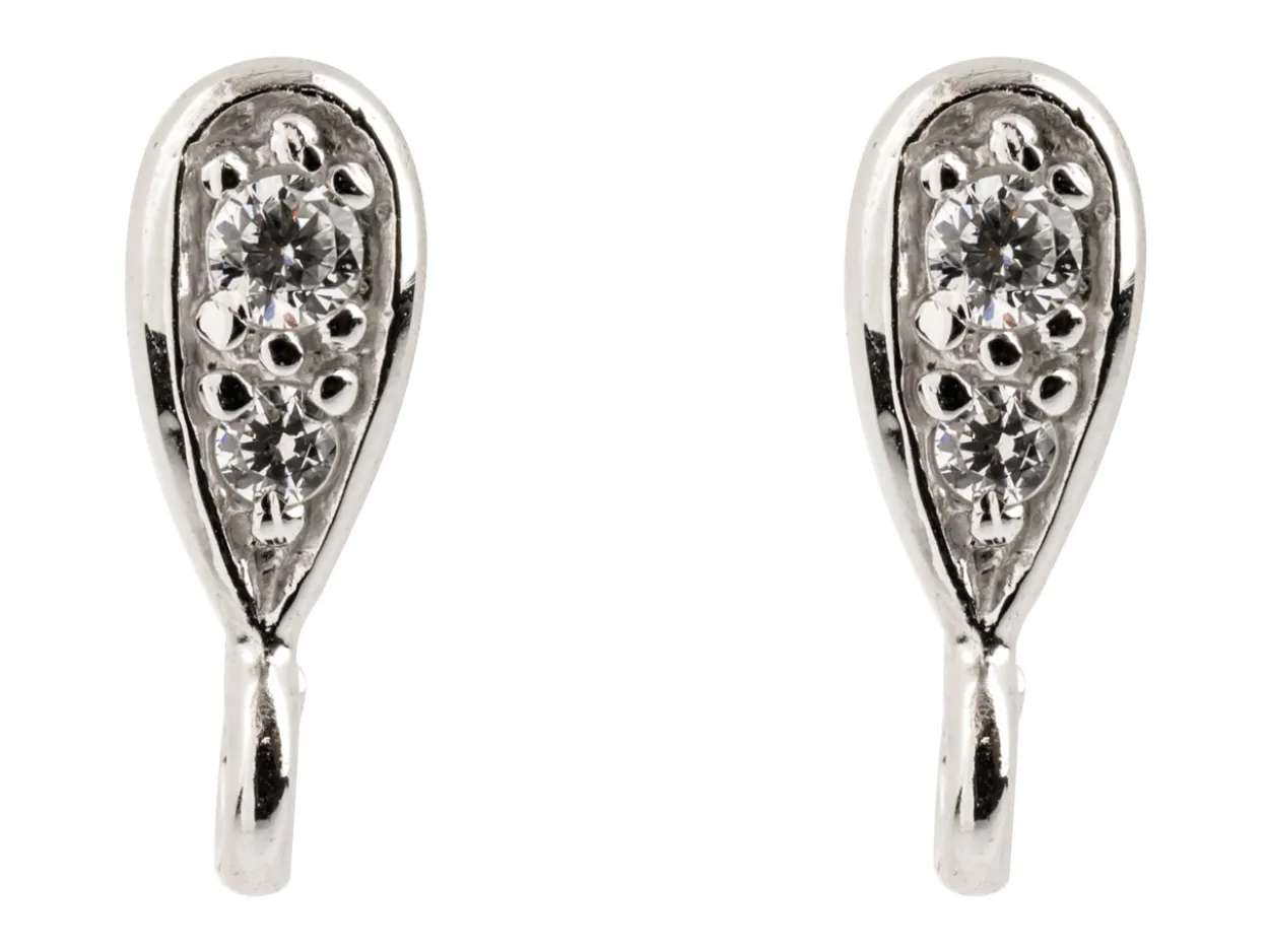 Sterling Silver Stone Set Ear Stud With Ring Pack of 2