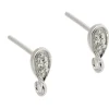 Sterling Silver Stone Set Ear Stud With Ring Pack of 2