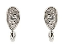 Sterling Silver Stone Set Ear Stud With Ring Pack of 2