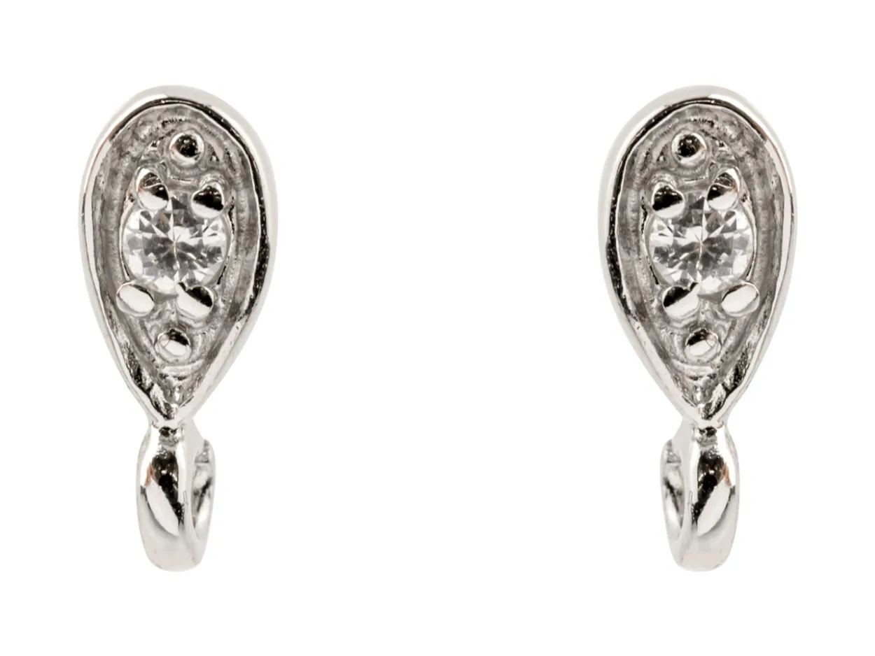 Sterling Silver Stone Set Ear Stud With Ring Pack of 2