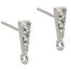 Sterling Silver Stone Set Ear Stud With Ring Pack of 2