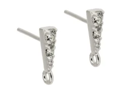 Sterling Silver Stone Set Ear Stud With Ring Pack of 2