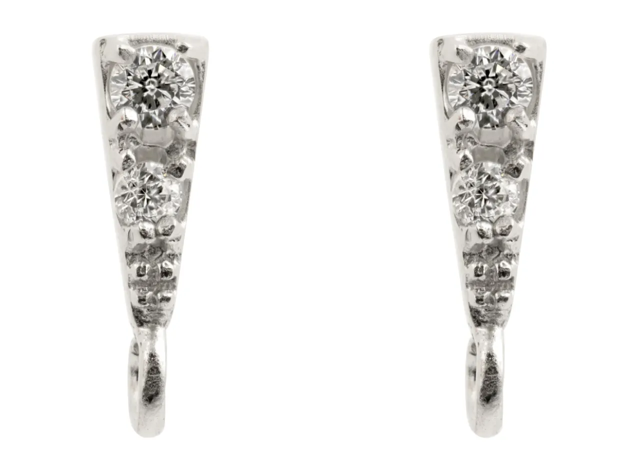 Sterling Silver Stone Set Ear Stud With Ring Pack of 2