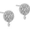 Sterling Silver Stone Set Round Ear Stud With Ring Pack of 2