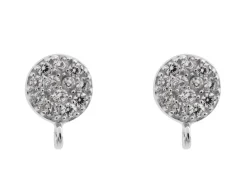 Sterling Silver Stone Set Round Ear Stud With Ring Pack of 2