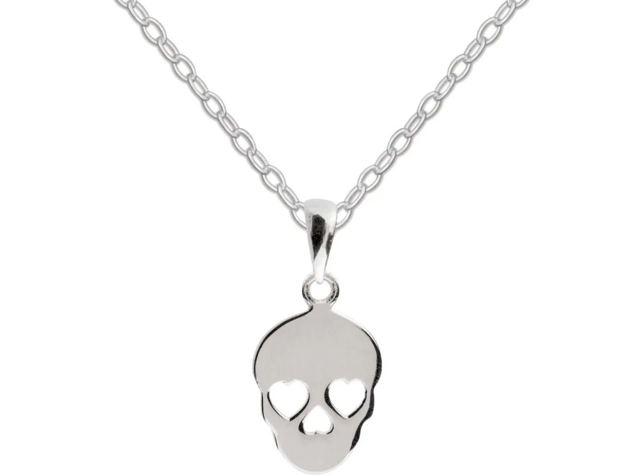 Sterling Silver Sugar Skull Halloween Jewellery Pendant And Chain Set