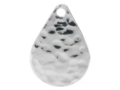 Sterling Silver Teardrop Hammered Blank 10x14mm Pack of 3