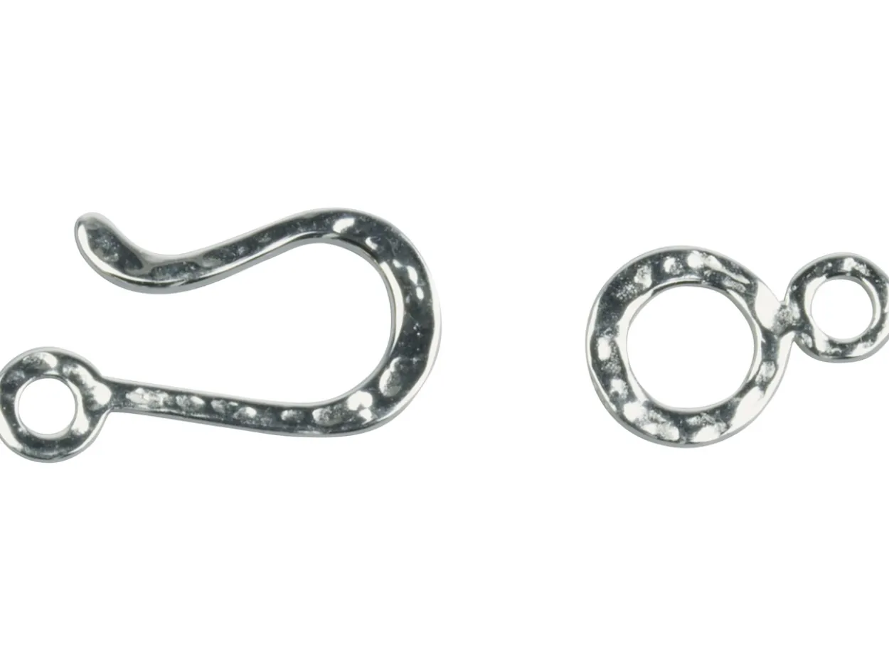 Sterling Silver Textured Hook And Ring Clasp, 23mm Hook, 15mm Ring