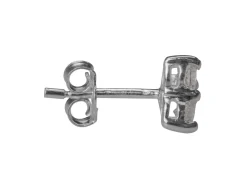 Sterling Silver Three Cubic Zirconia Stud Earrings