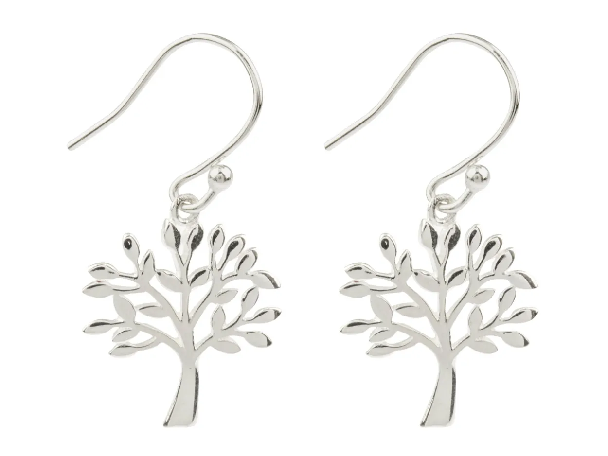 Sterling Silver Tree Of Life Drop Earrings