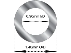Sterling Silver Tube, Ref 13, Outside Diameter 1.4mm, Inside Diameter 0.9mm, 0.25mm Wall Thickness, 100% Recycled Silver