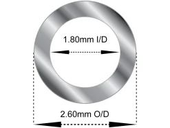Sterling Silver Tube, Ref 7, Outside Diameter 2.6mm, Inside Diameter 1.8mm, 0.4mm Wall Thickness, 100% Recycled Silver