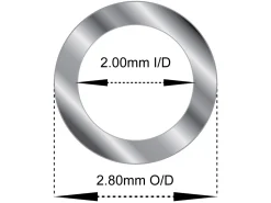 Sterling Silver Tube, Ref 6, Outside Diameter 2.8mm, Inside Diameter 2.0mm, 0.4mm Wall Thickness, 100% Recycled Silver