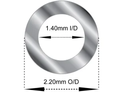 Sterling Silver Tube, Ref 9, Outside Diameter 2.2mm, Inside Diameter 1.4mm, 0.4mm Wall Thickness, 100% Recycled Silver