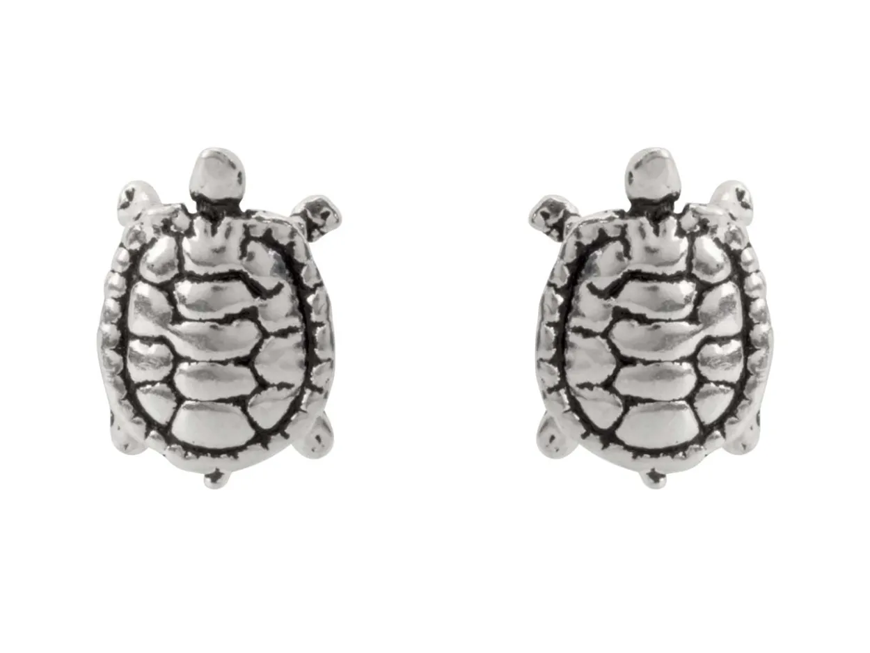 Sterling Silver Turtle Design Stud Earrings